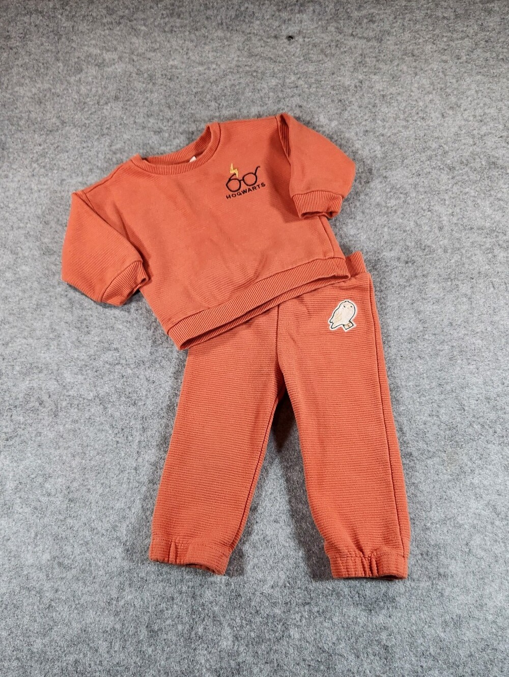 Harry Potter Kids Rust Ribbed Jogger Set with Hogwarts Patch 18 Month